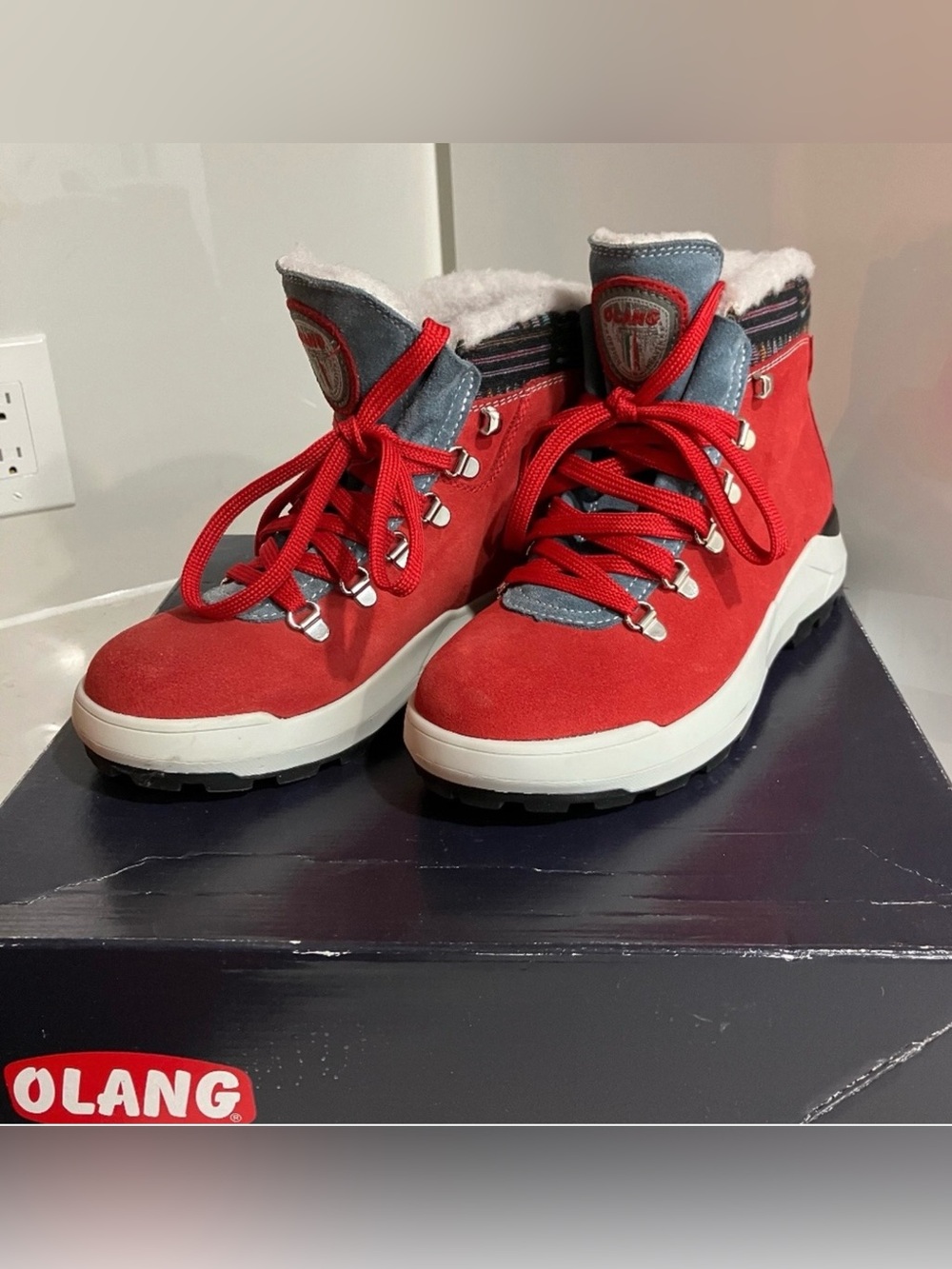 Olang Red Winter Boots with Ice Grips 8